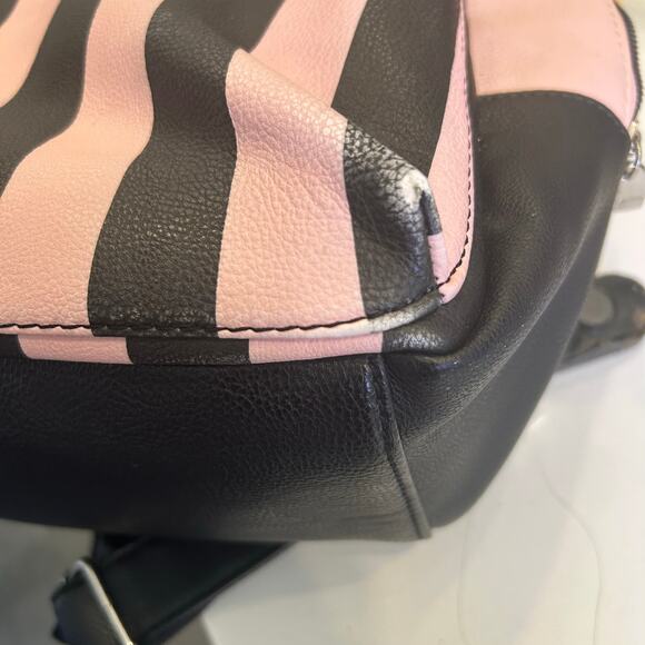 Betsey Johnson Pink Black Striped Bow Backpack Studded - Picture 7 of 7
